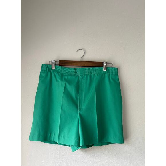 Play It Again Vintage Green Elastic-Waist Sport Trouser Shorts – Size Small - Picture 1 of 6